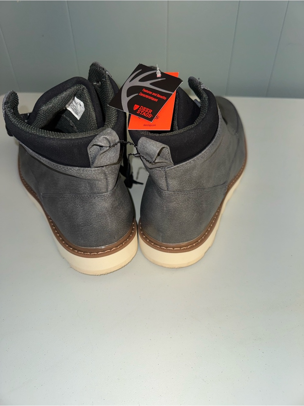 Deer Stags Men’s Gray Chukka Boots with Black Collar
